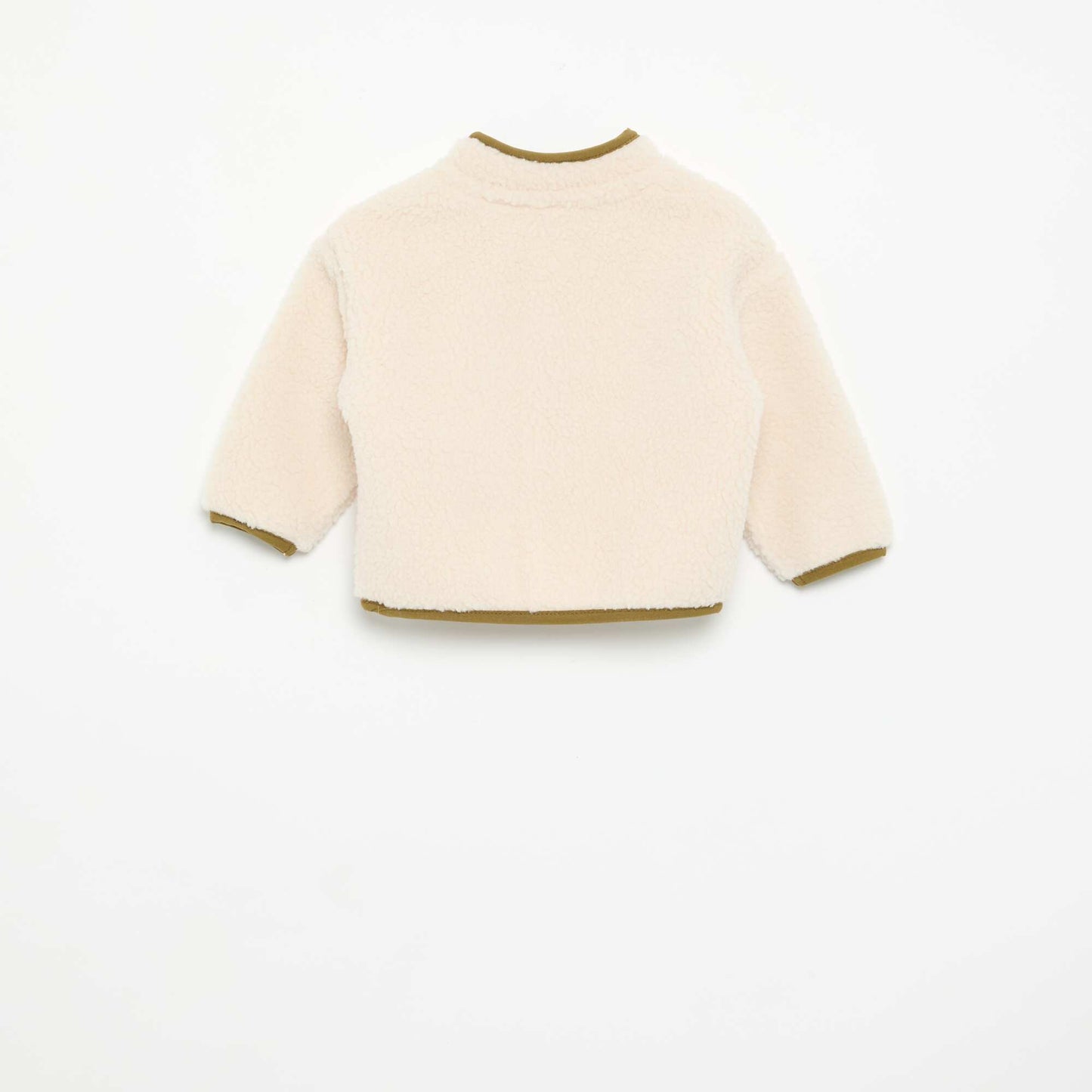 Long-Sleeve Faux Shearling Cardigan BEIGE