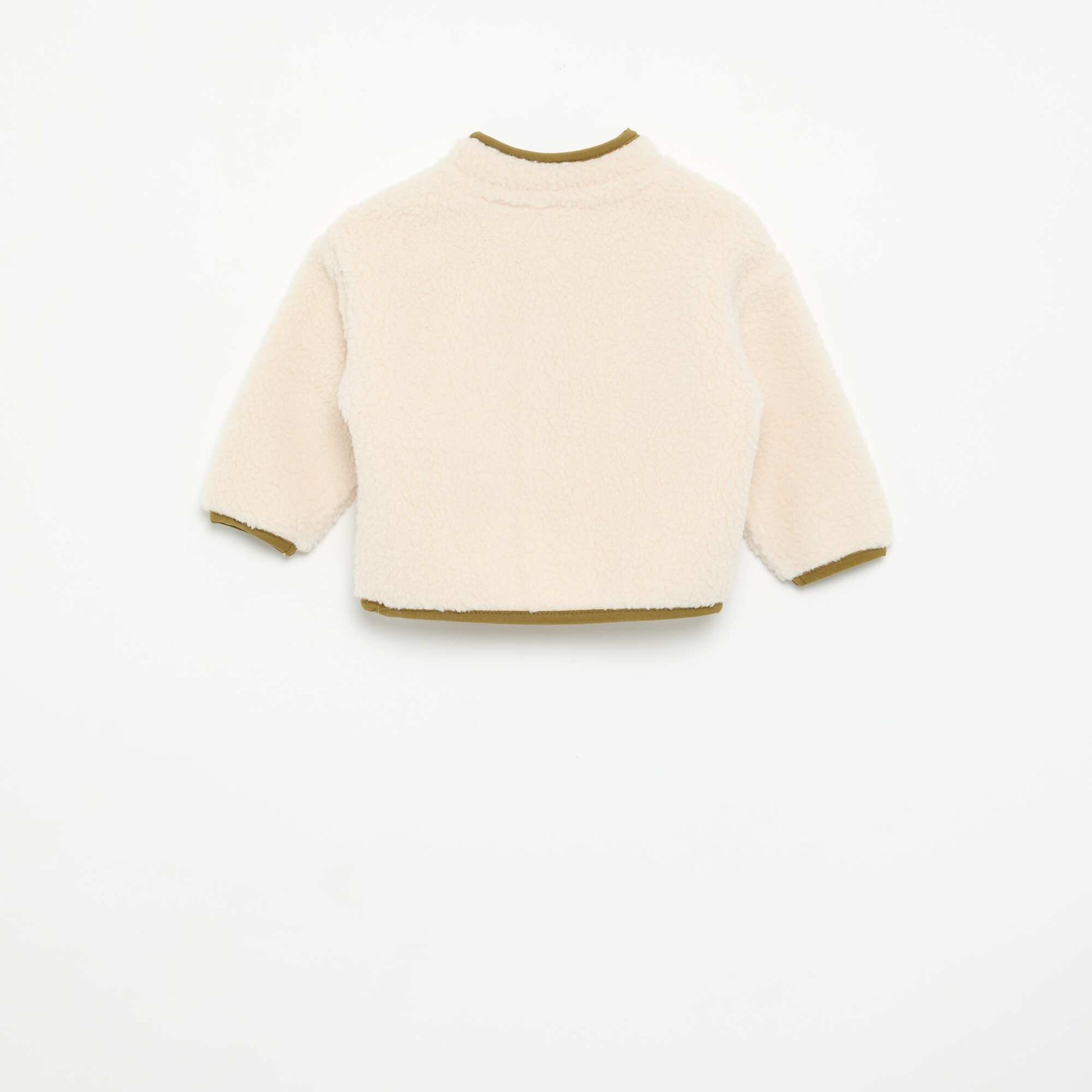 Long-Sleeve Faux Shearling Cardigan BEIGE