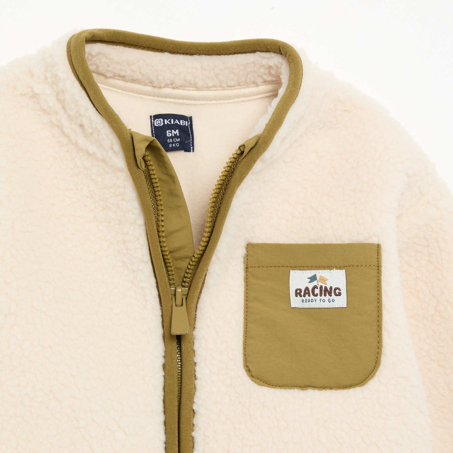 Long-Sleeve Faux Shearling Cardigan BEIGE