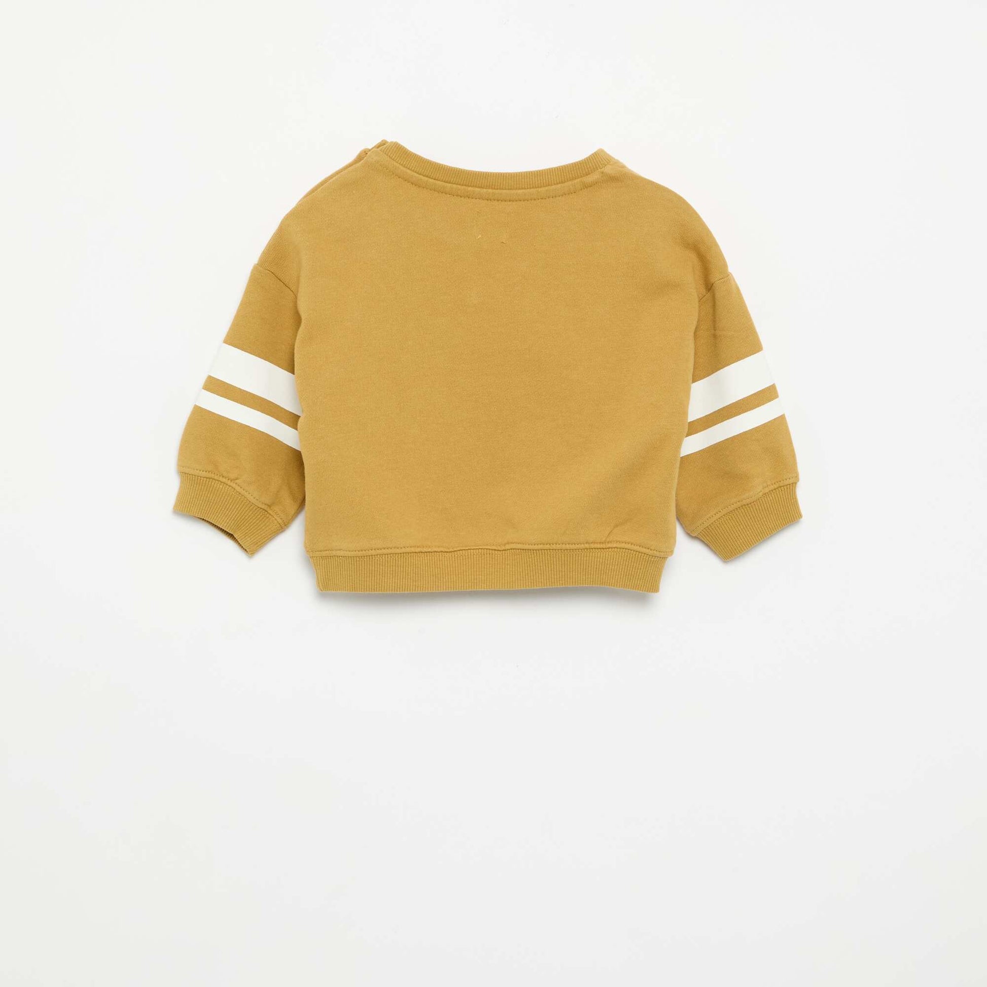 Printed sweatshirt with striped long sleeves YELLOW