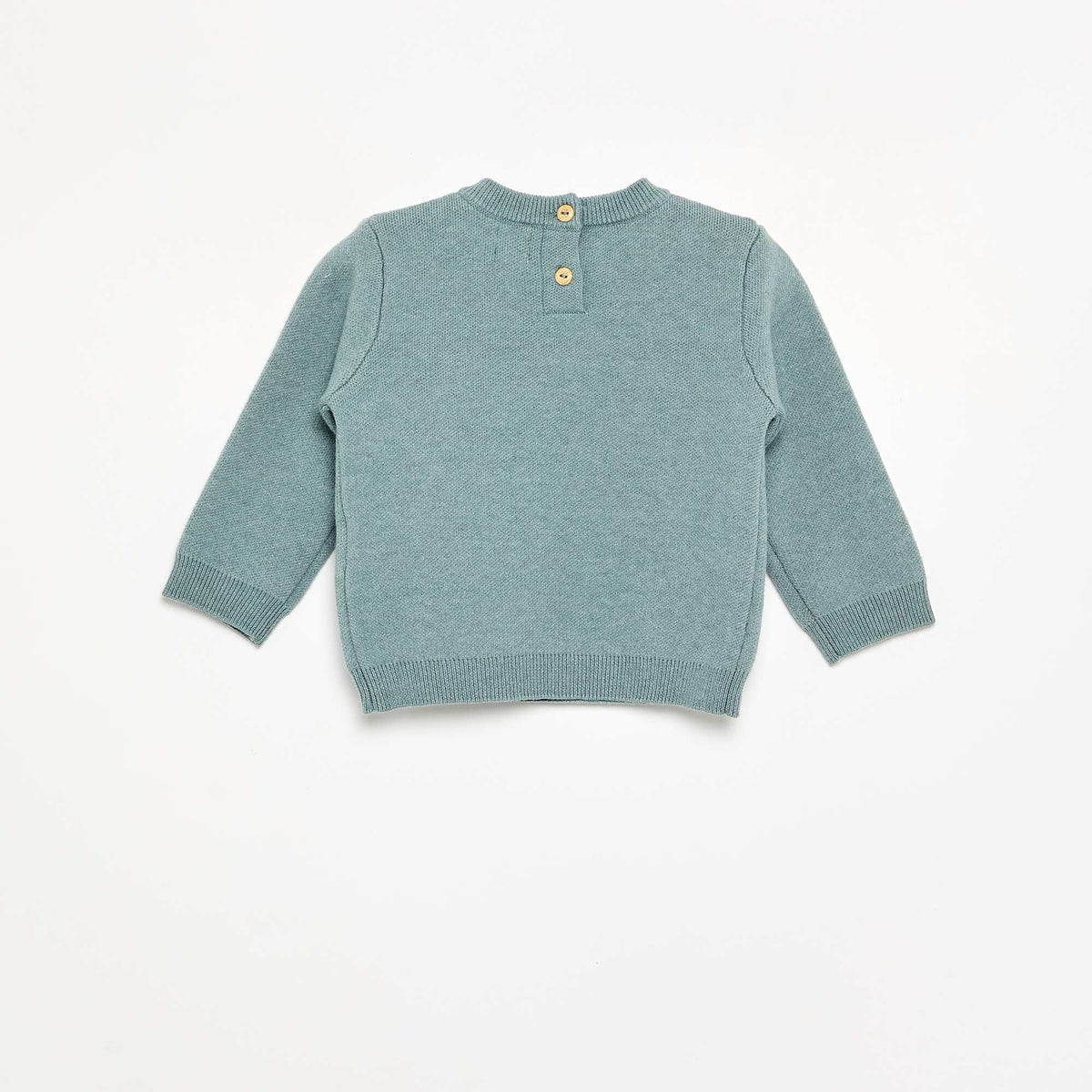 Compact Knit Sweater with Animal Embroideries BLUE
