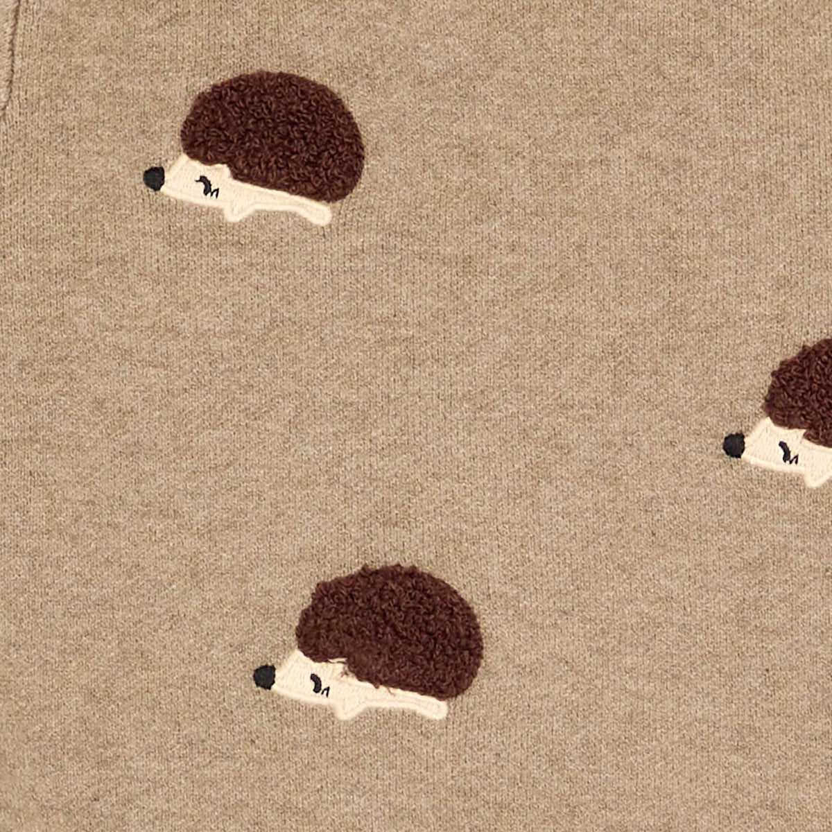 Compact Knit Sweater with Animal Embroideries BEIGE