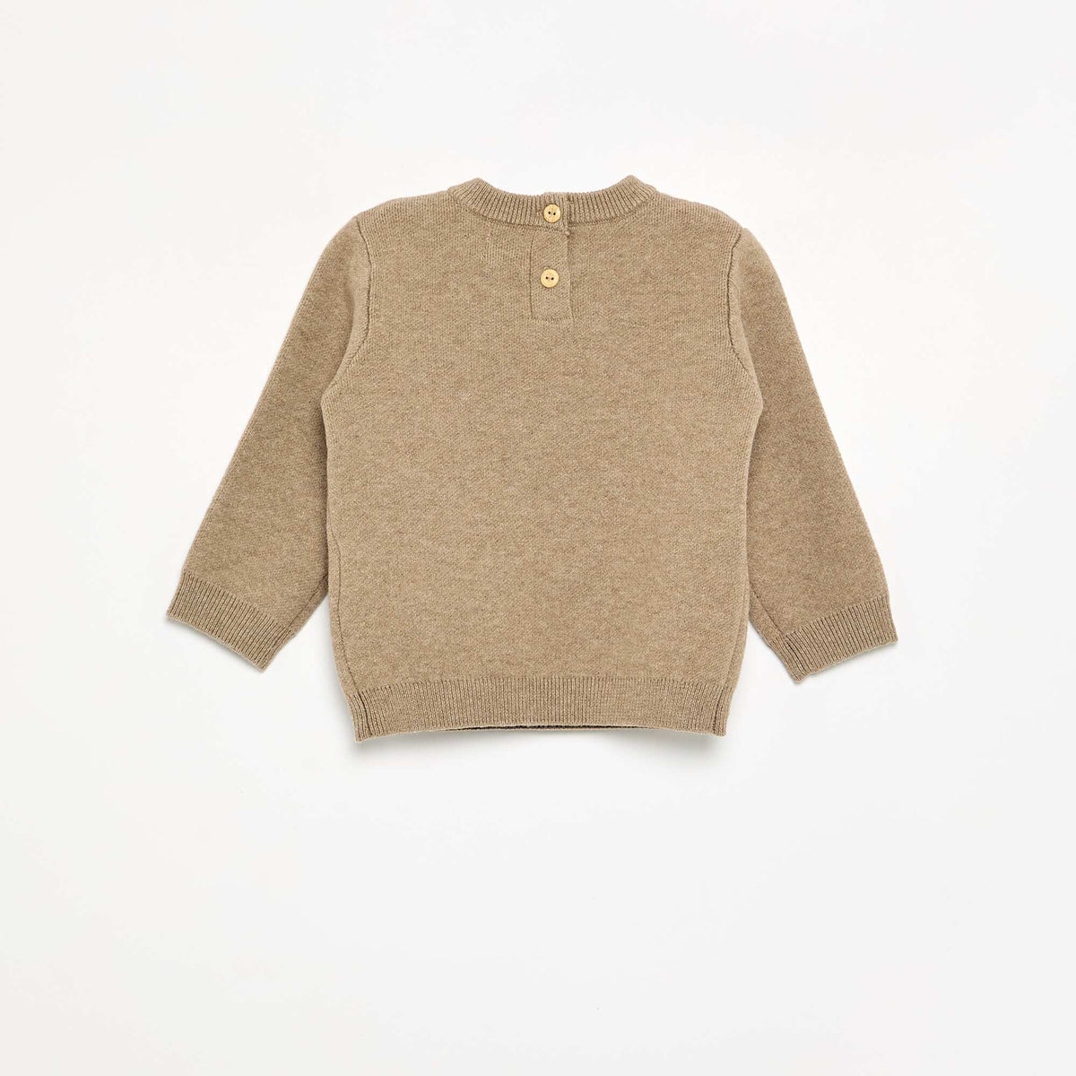 Compact Knit Sweater with Animal Embroideries BEIGE