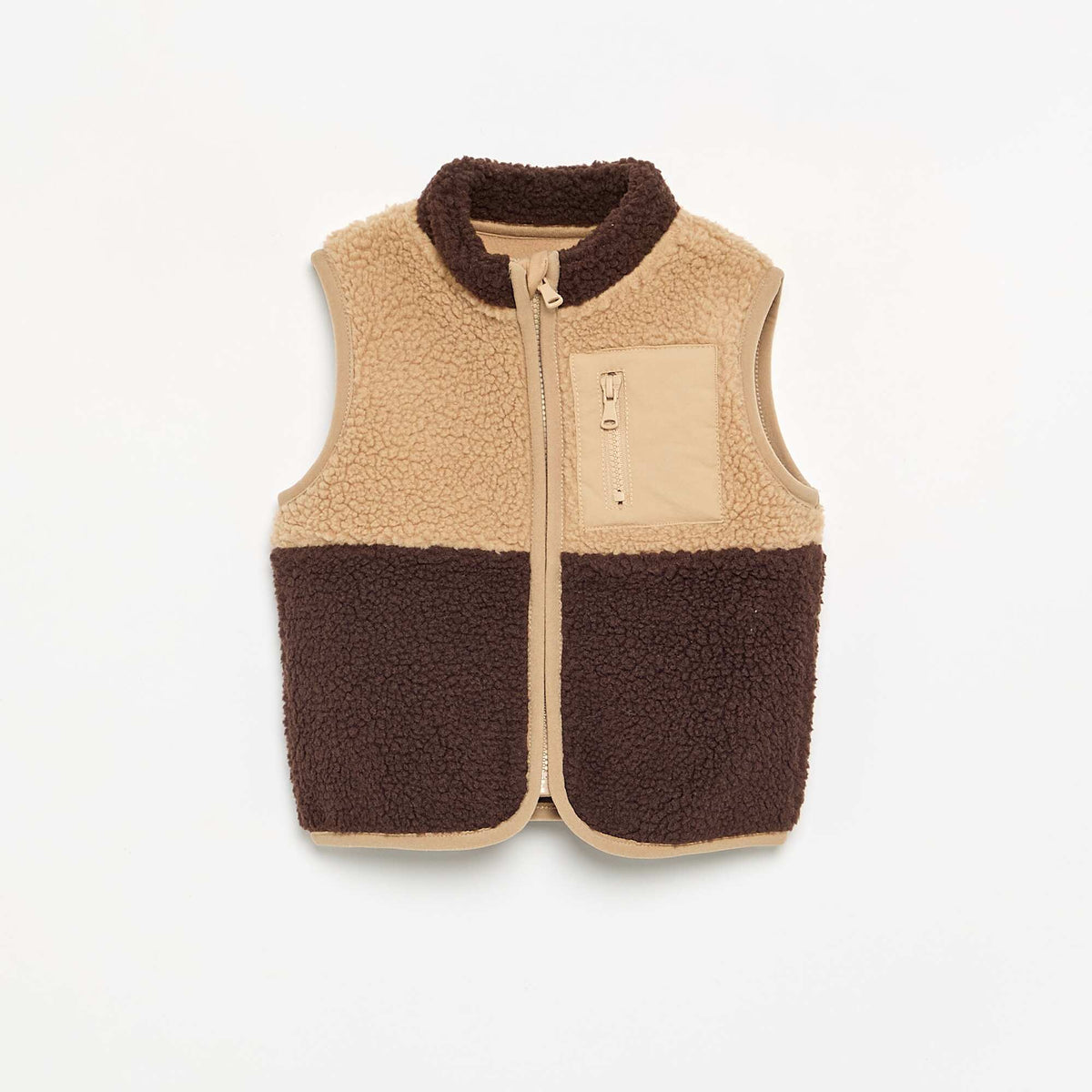 Sleeveless Teddy Effect Gilet BROWN