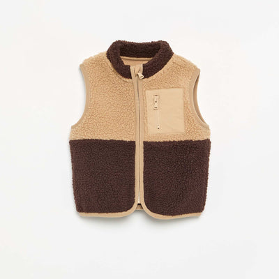 Sleeveless Teddy Effect Gilet BROWN
