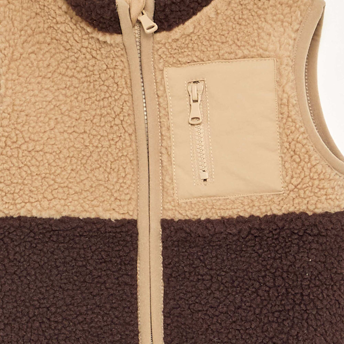 Sleeveless Teddy Effect Gilet BROWN
