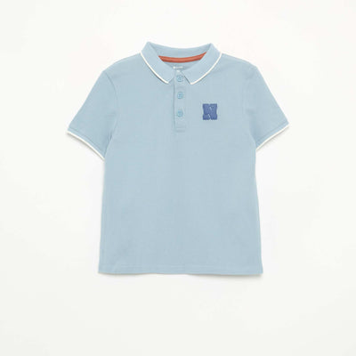 Piqué knit polo shirt BLUE