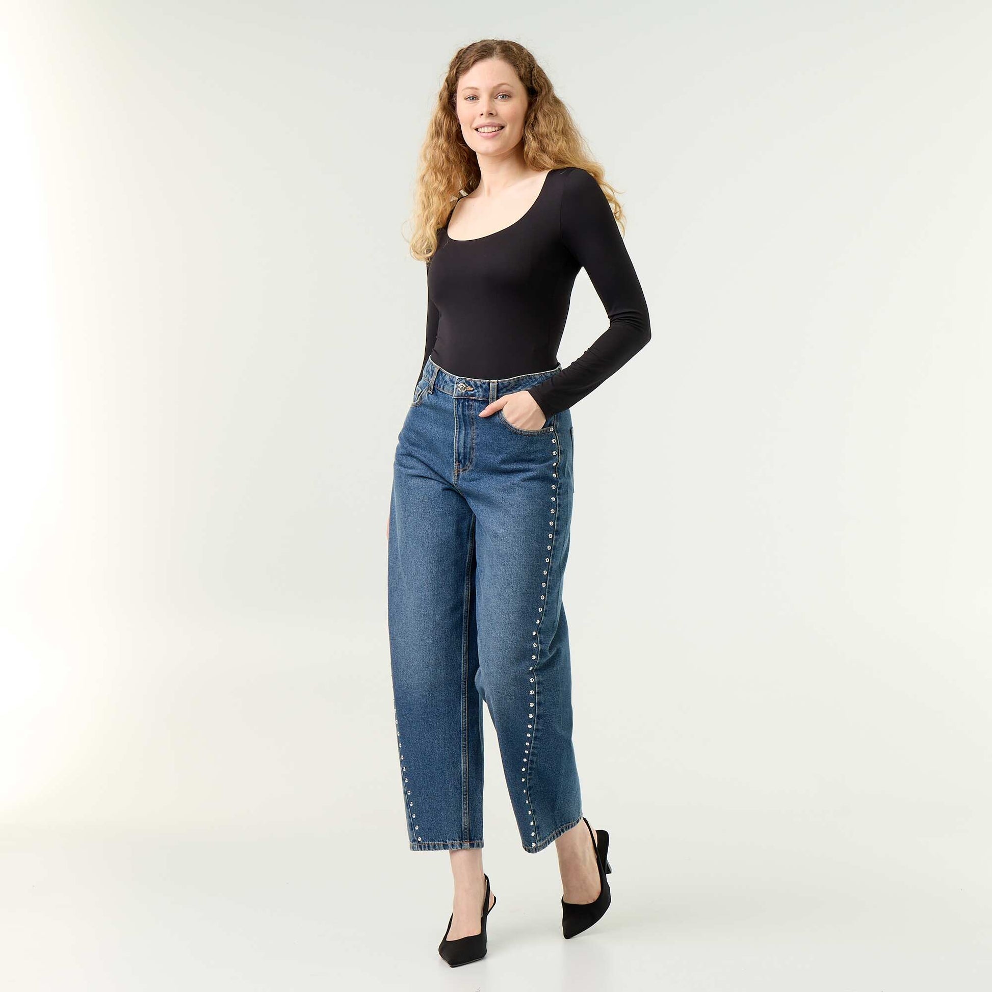 Solid Long-Sleeved Bodysuit BLACK
