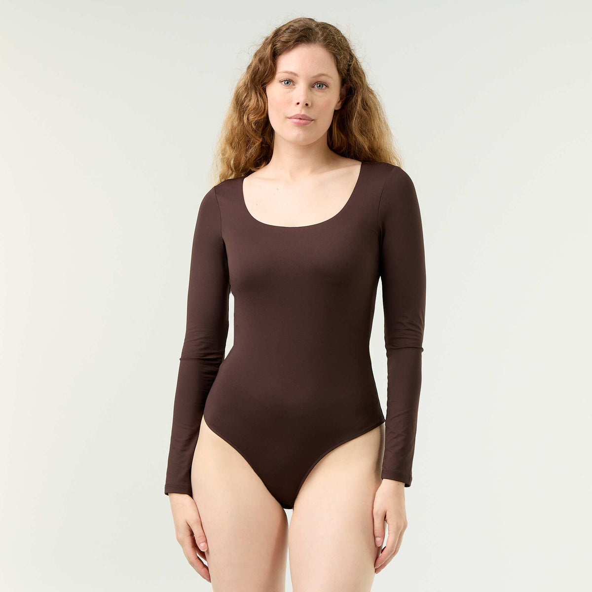 Solid Long-Sleeved Bodysuit BROWN