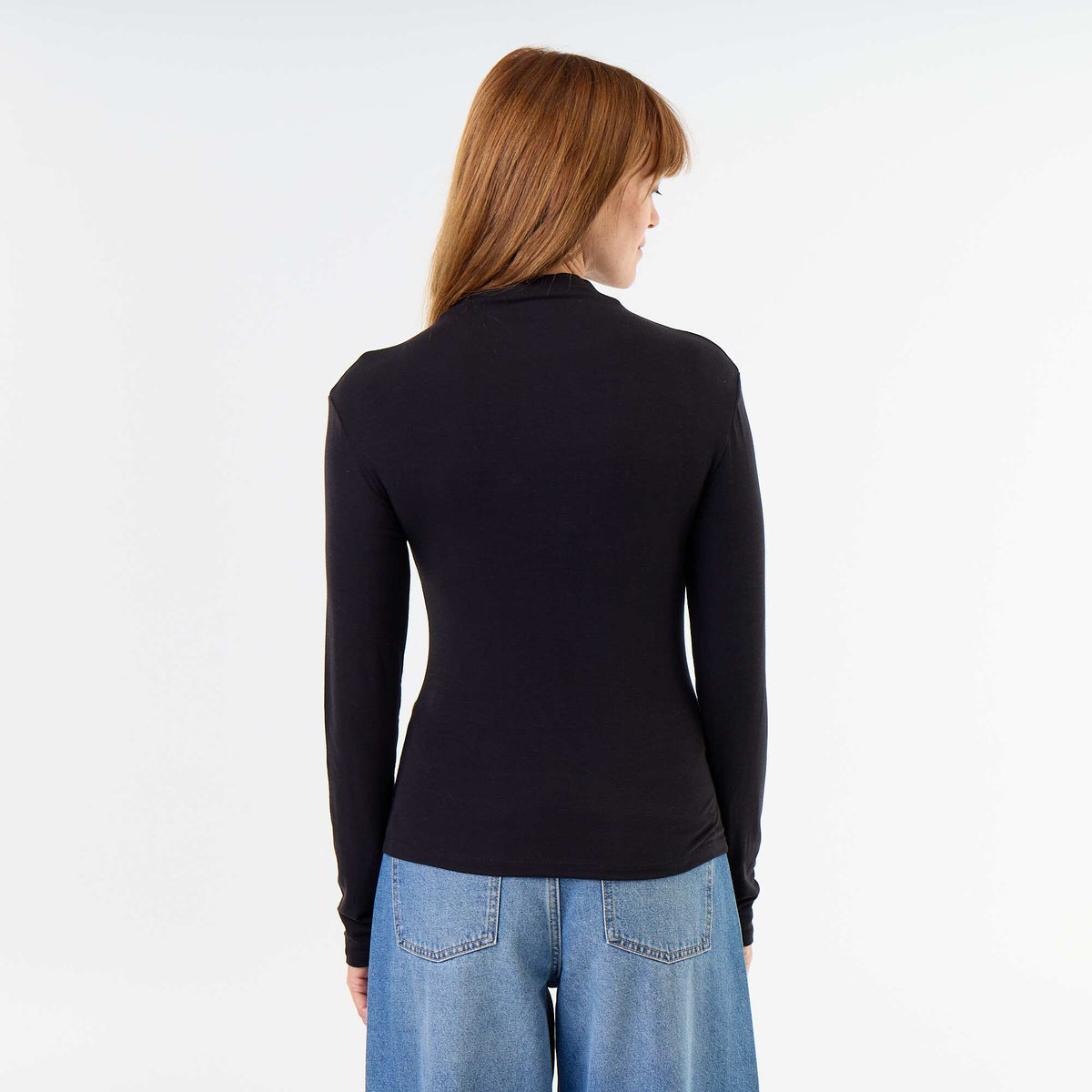 Stretch Roll-Neck Top BLACK