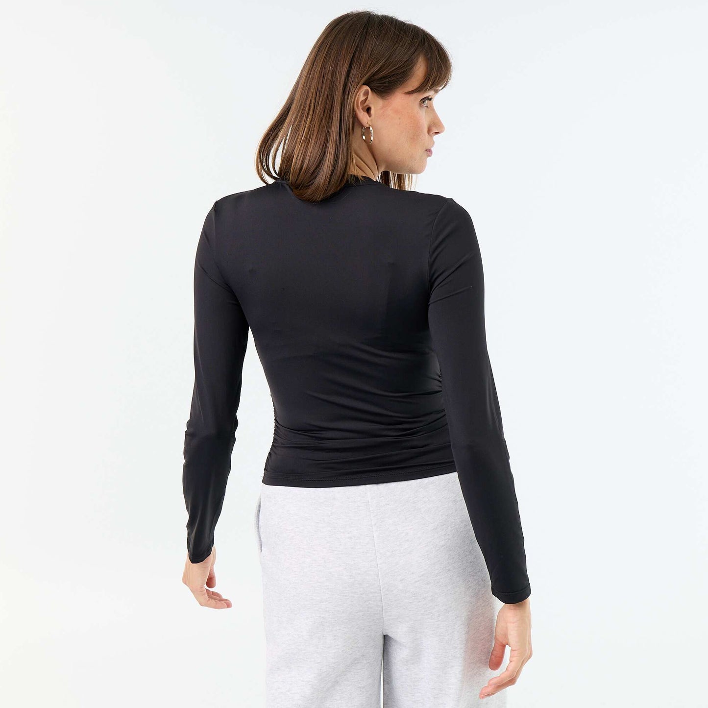 Fitted and pleated t-shirt BLACK