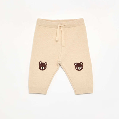 Plain knit trousers BEIGE