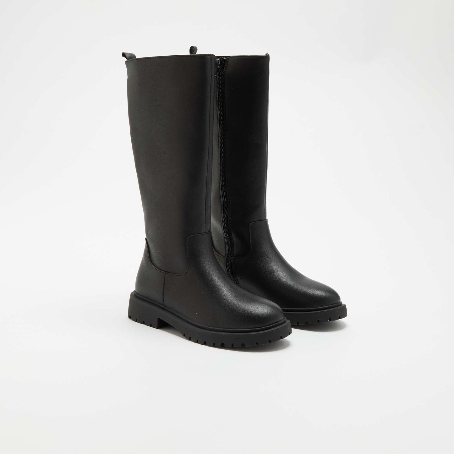 Pair of faux leather high-top boots BLACK