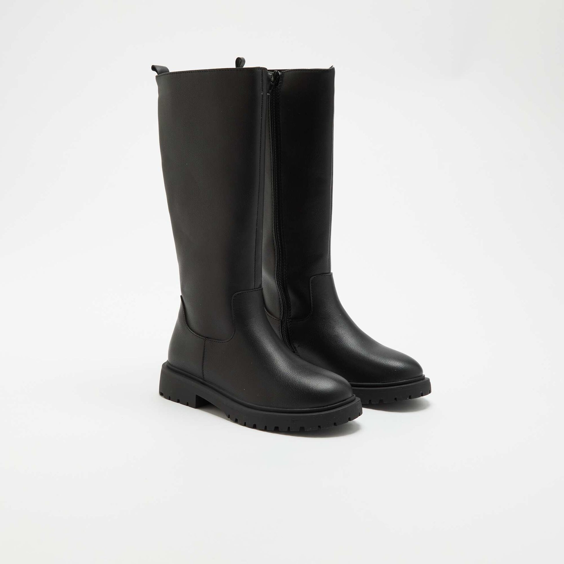 Pair of faux leather high-top boots BLACK