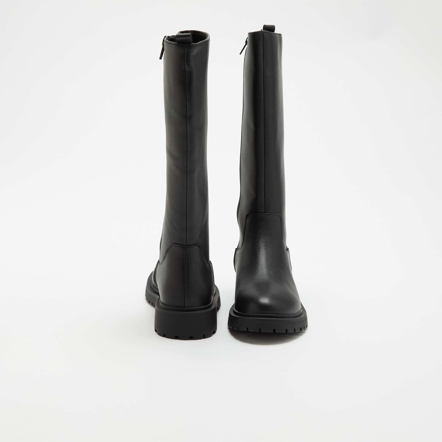Pair of faux leather high-top boots BLACK