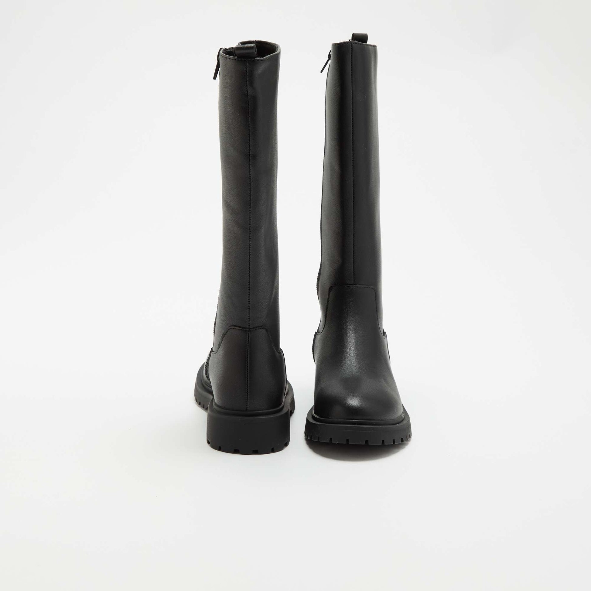 Pair of faux leather high-top boots BLACK