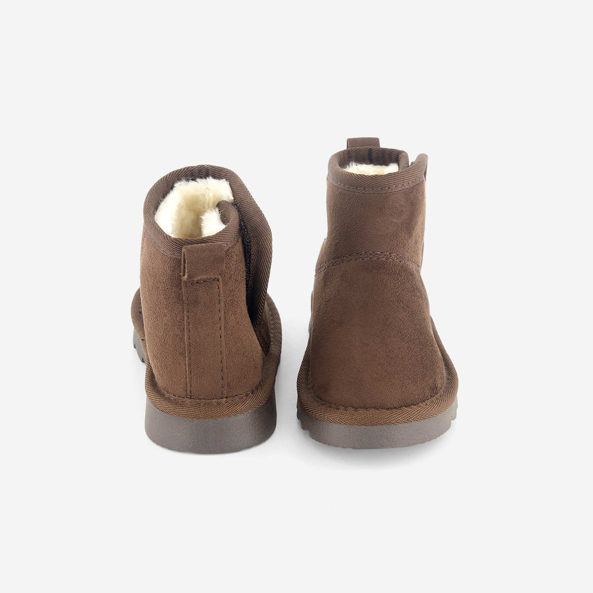 Faux Suede Fur-Lined Boots BROWN