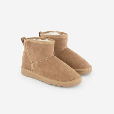 Faux fur-lined suede-effect boots BROWN