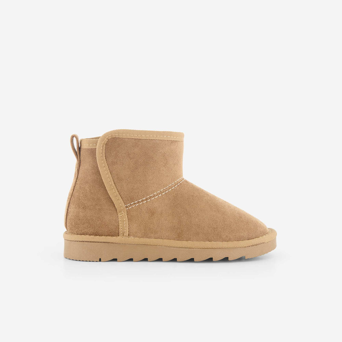 Faux fur-lined suede-effect boots BROWN