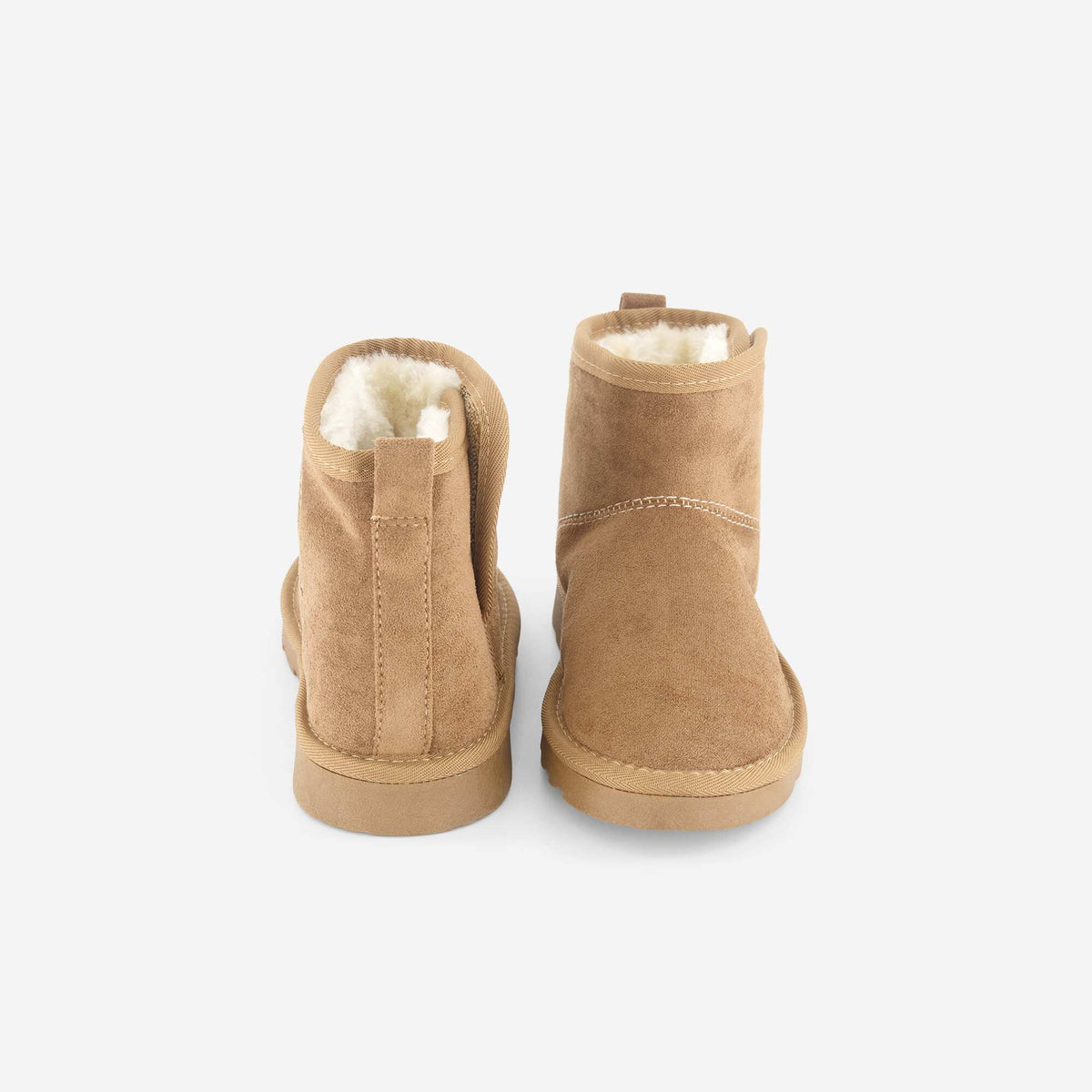 Faux fur-lined suede-effect boots BROWN