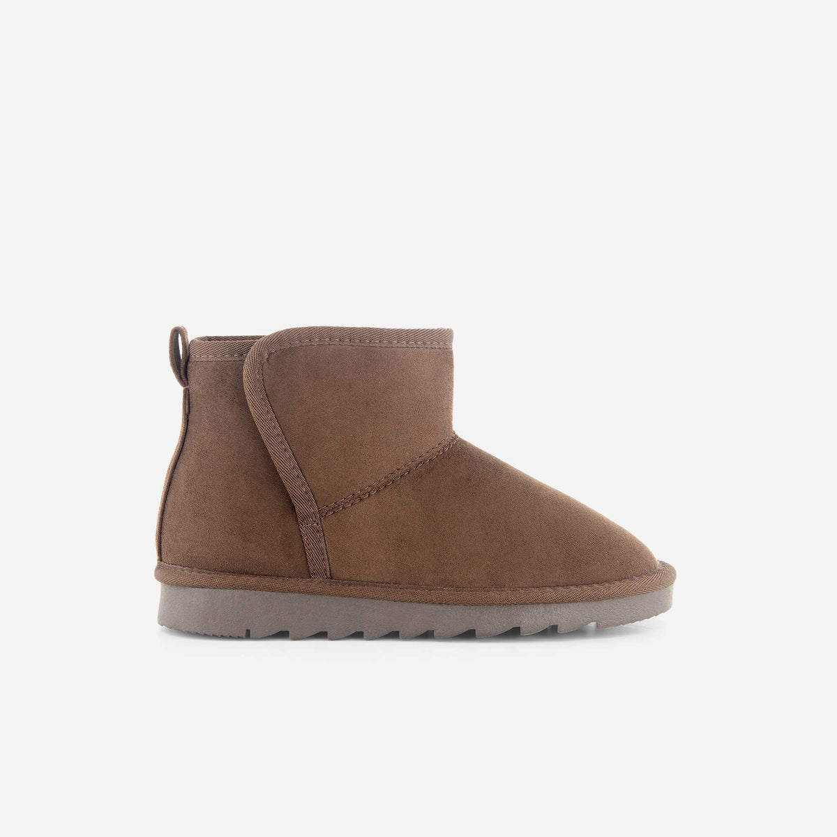 Faux fur-lined suede-effect boots BROWN