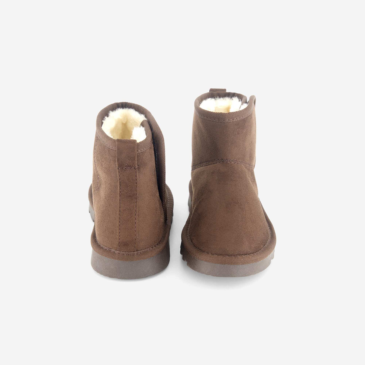 Faux fur-lined suede-effect boots BROWN