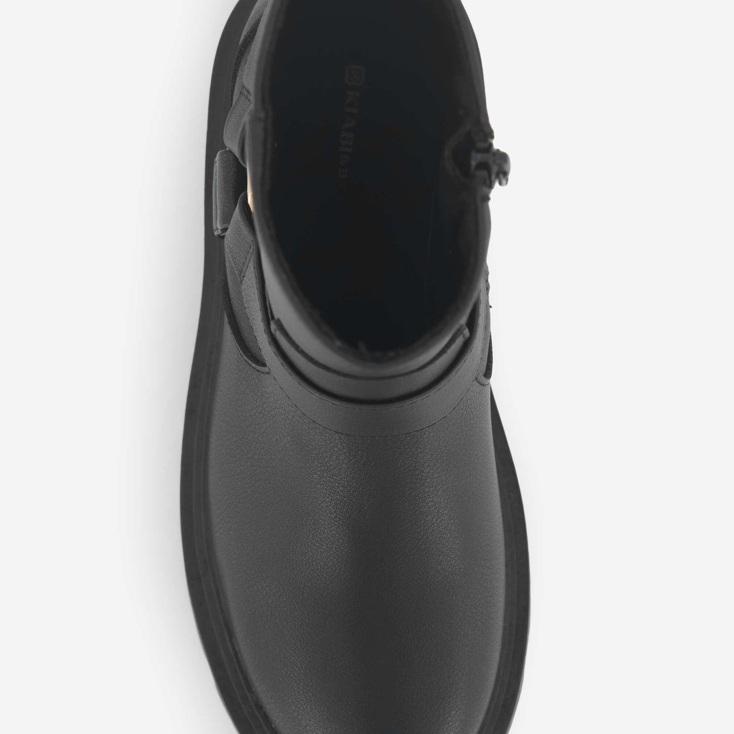 Faux Leather Boots with Decorative Straps BLACK