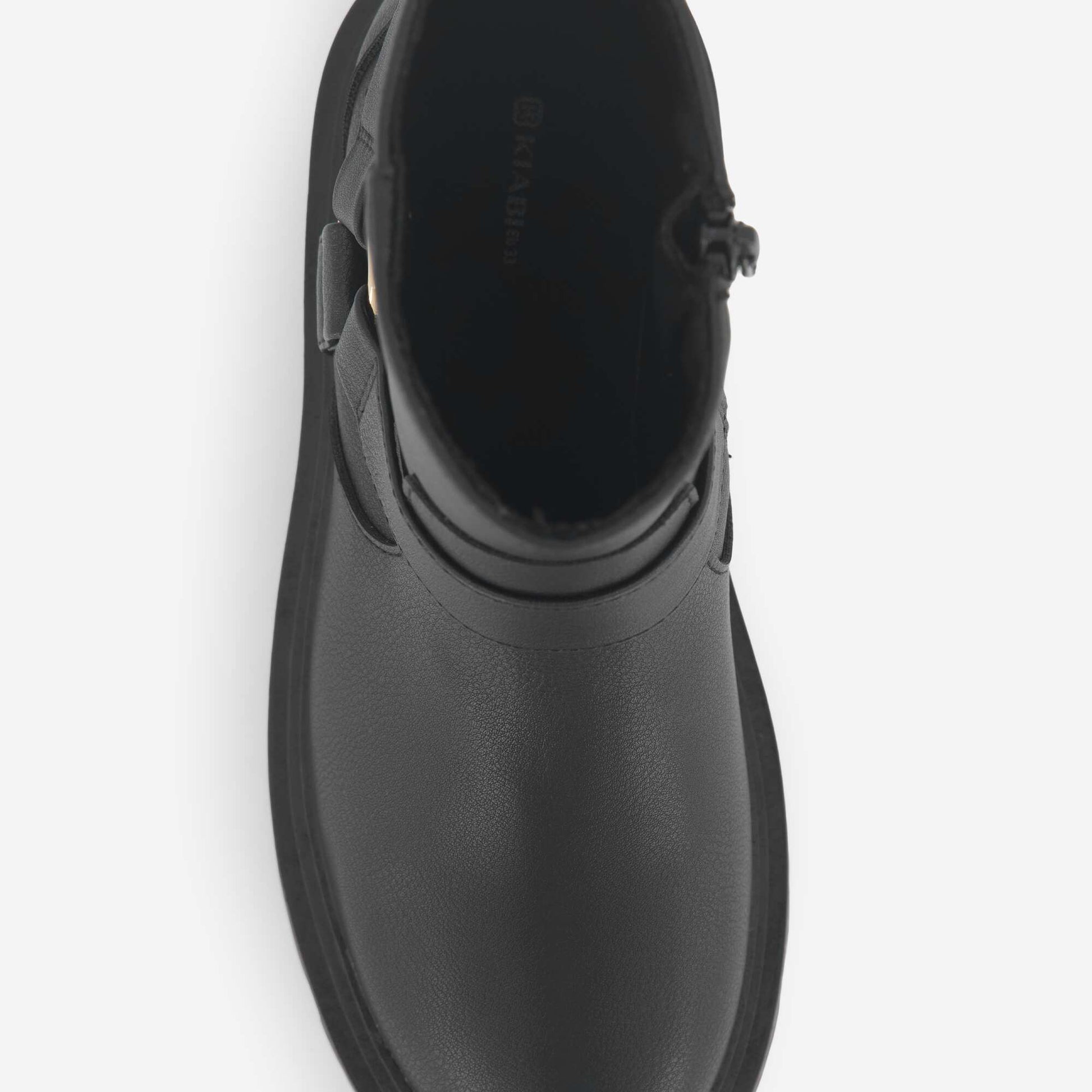 Faux Leather Boots with Decorative Straps BLACK
