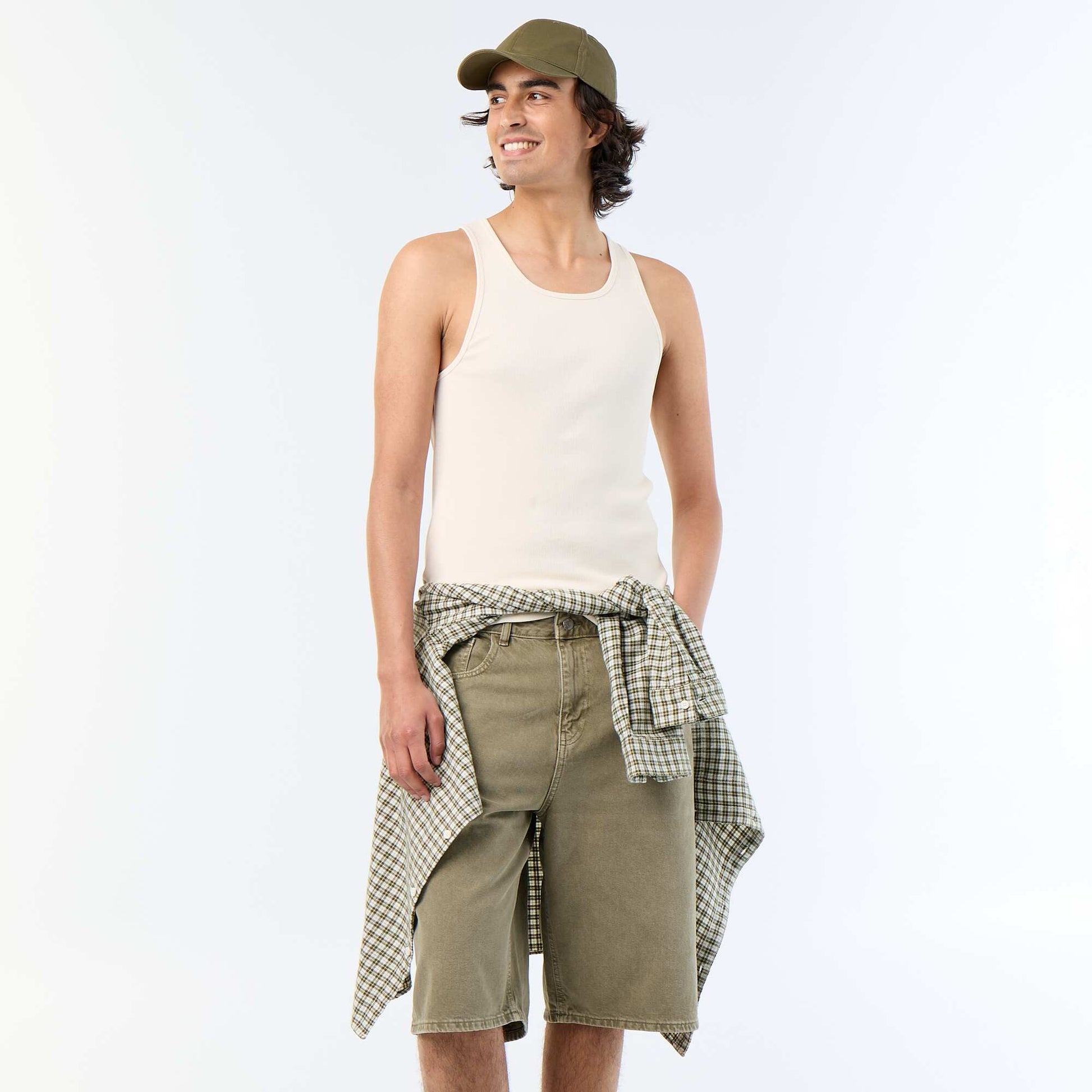 5-pocket denim shorts KHAKI