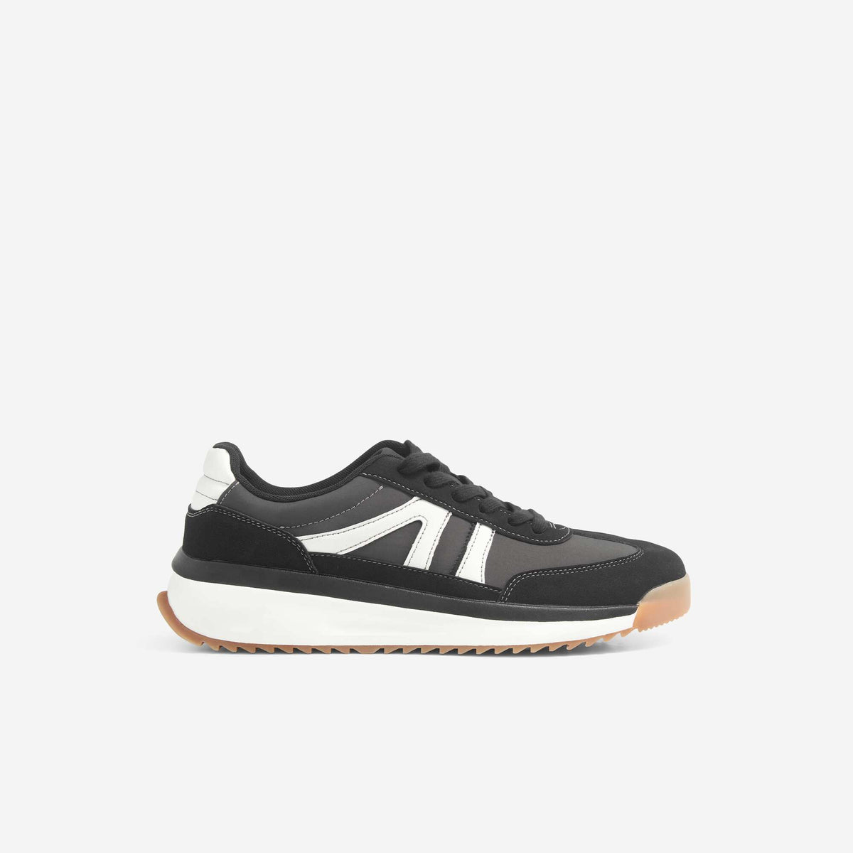 Two-tone mixed-material low-top sneakers GREY