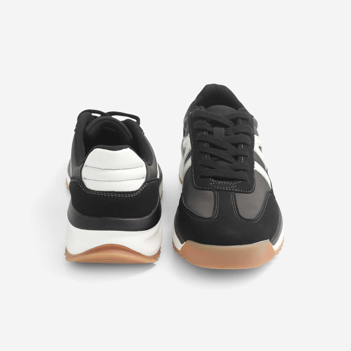 Two-tone mixed-material low-top sneakers GREY
