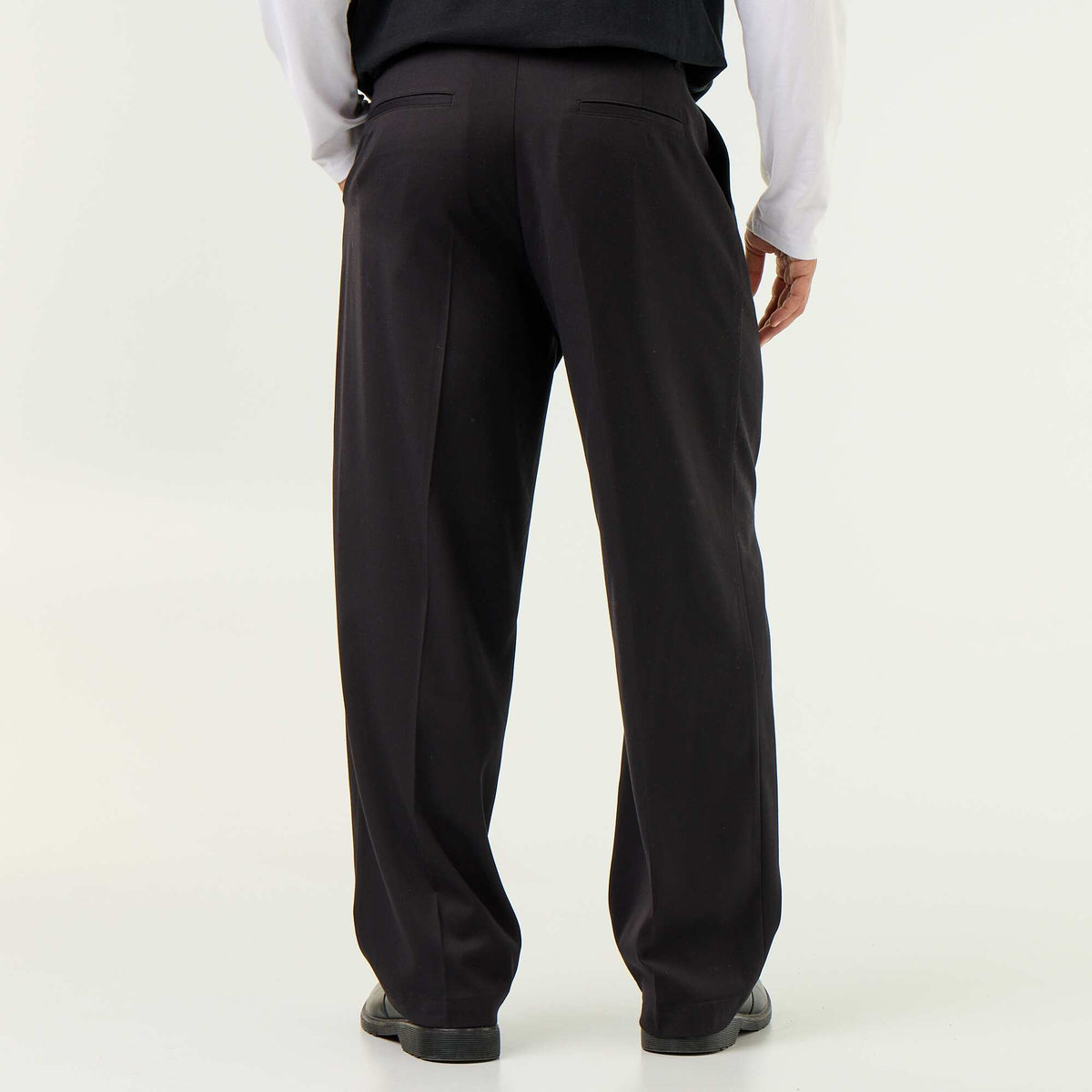 Solid wide-leg trousers BLACK