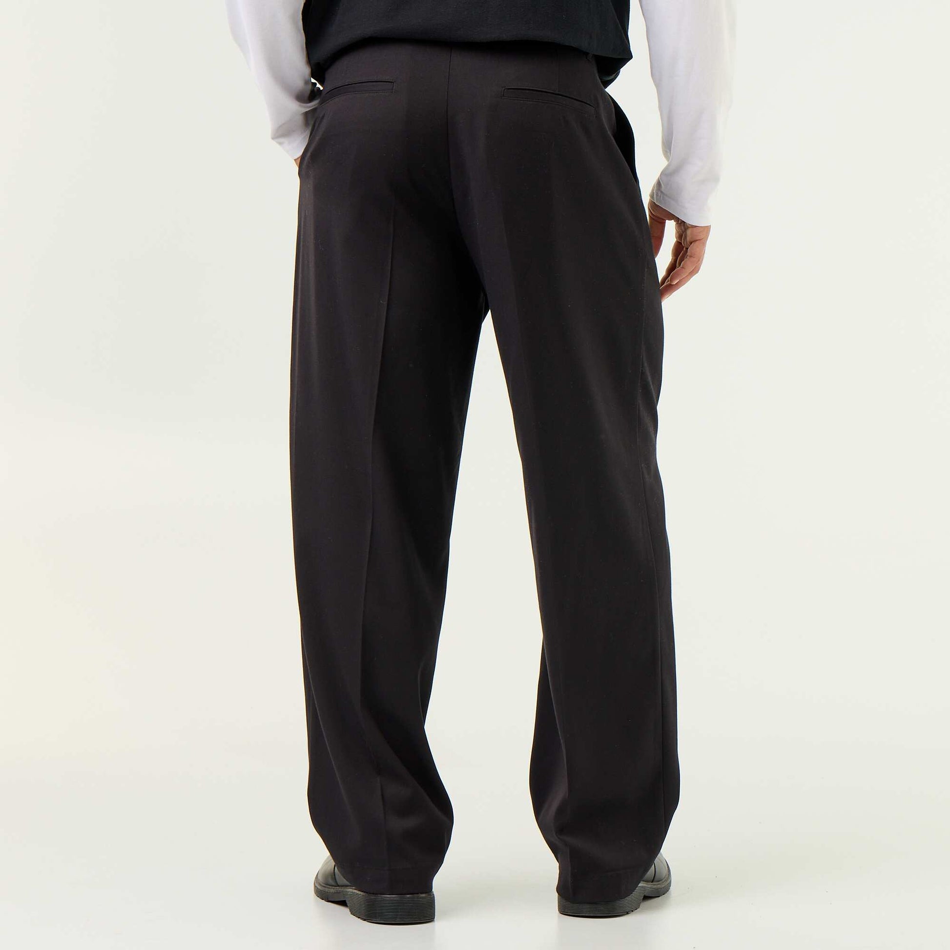 Solid wide-leg trousers BLACK