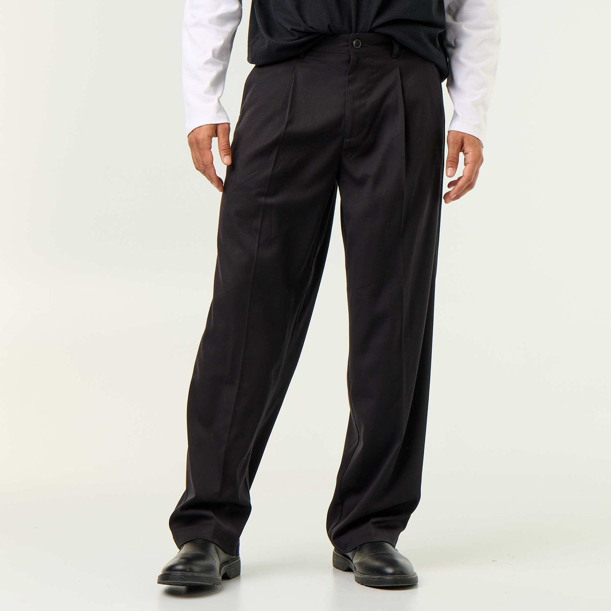 Solid wide-leg trousers BLACK