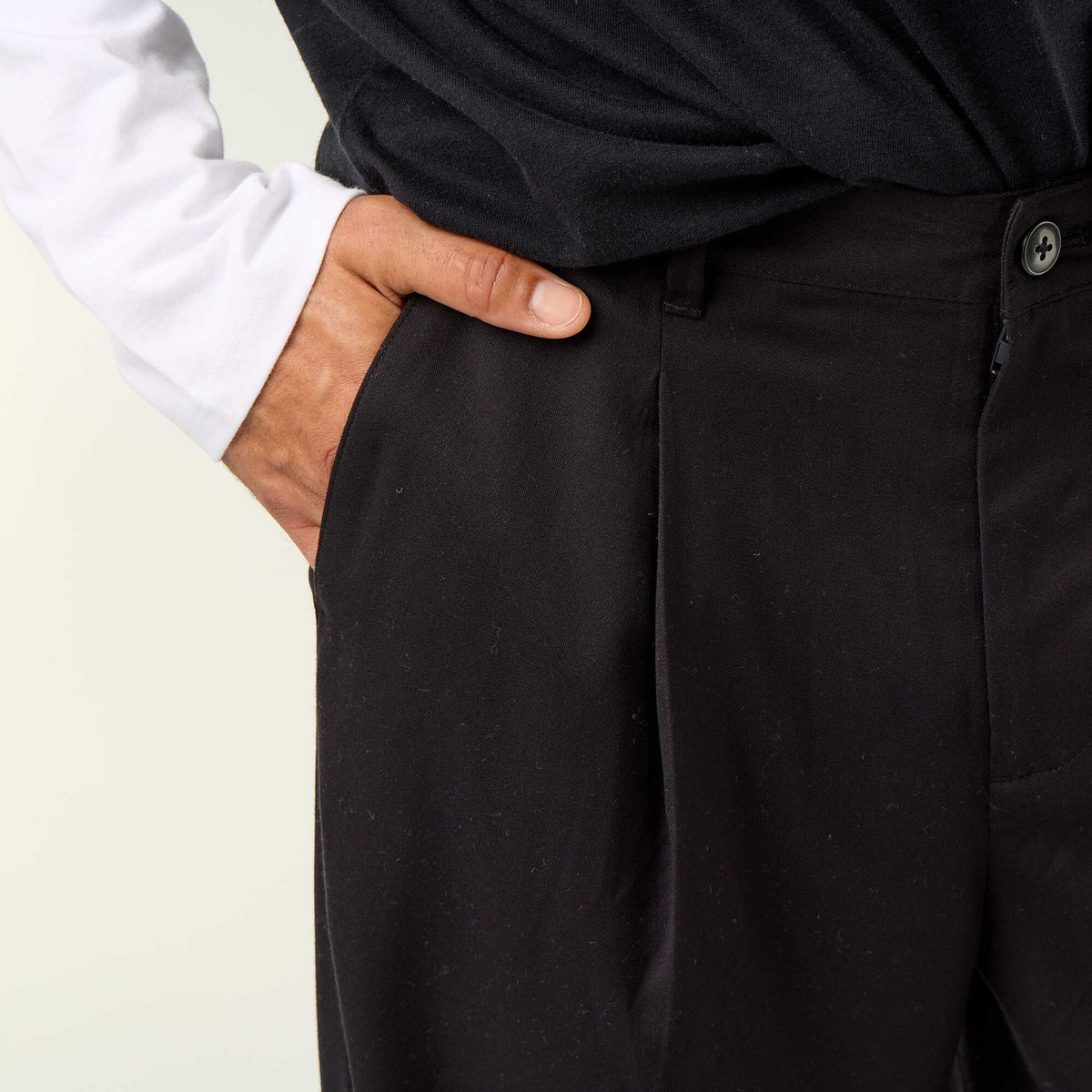 Solid wide-leg trousers BLACK