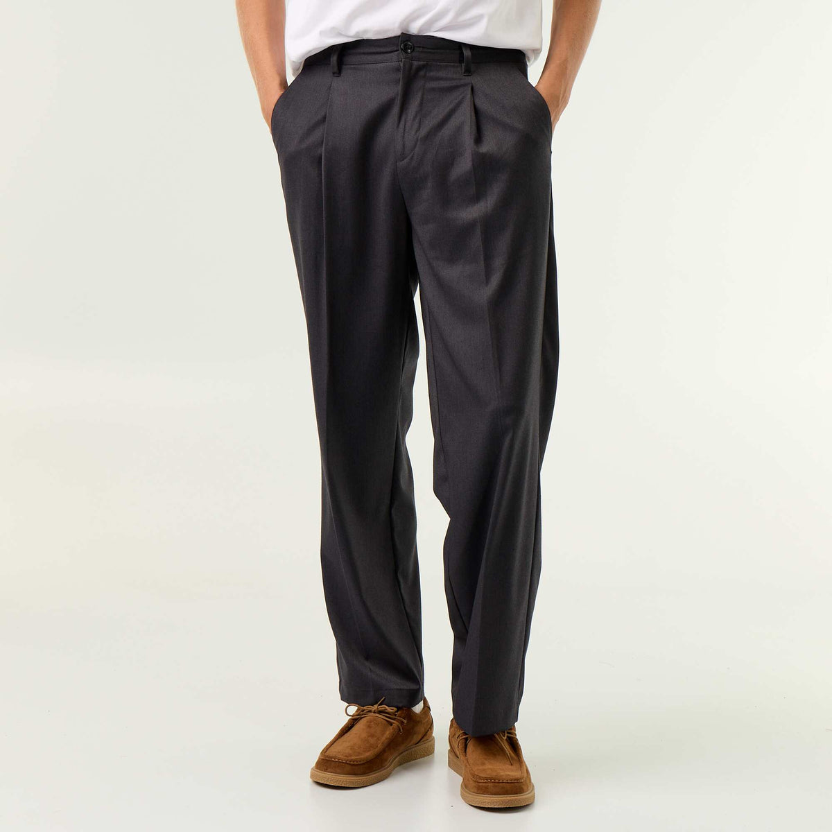 Solid wide-leg trousers GREY