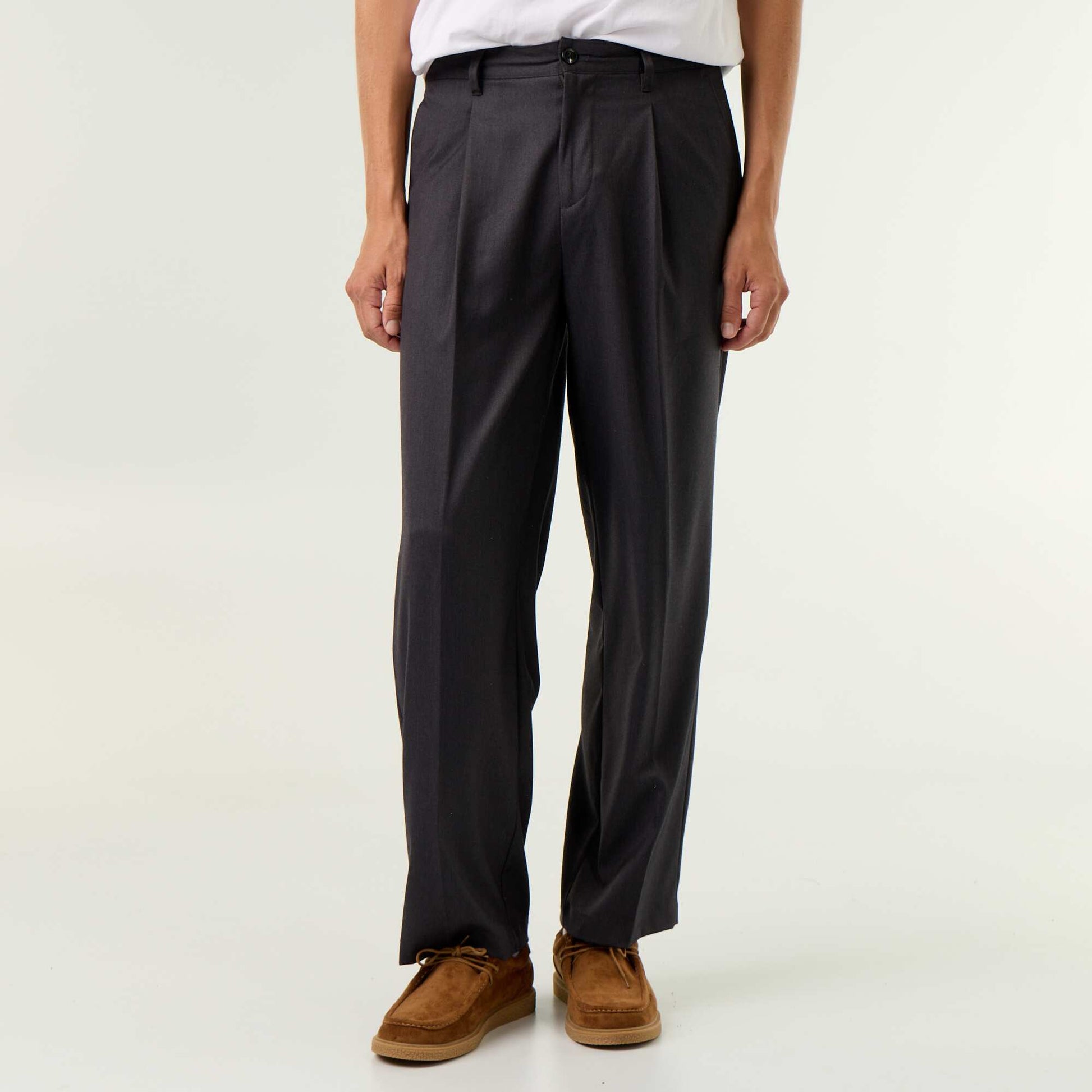 Solid wide-leg trousers GREY