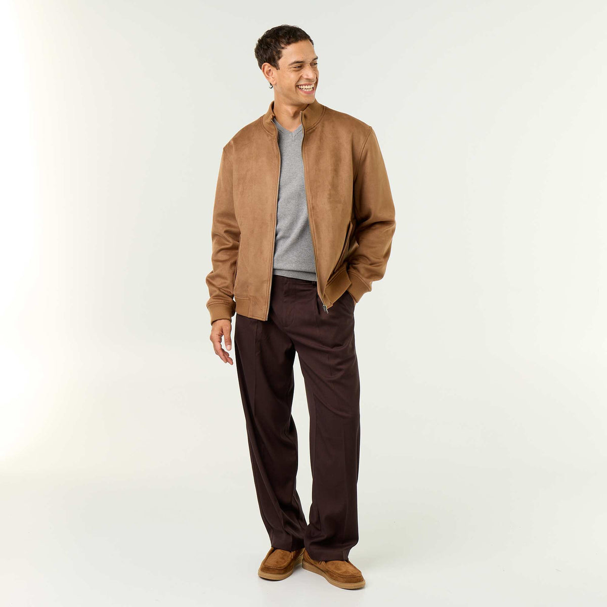 Solid wide-leg trousers BROWN