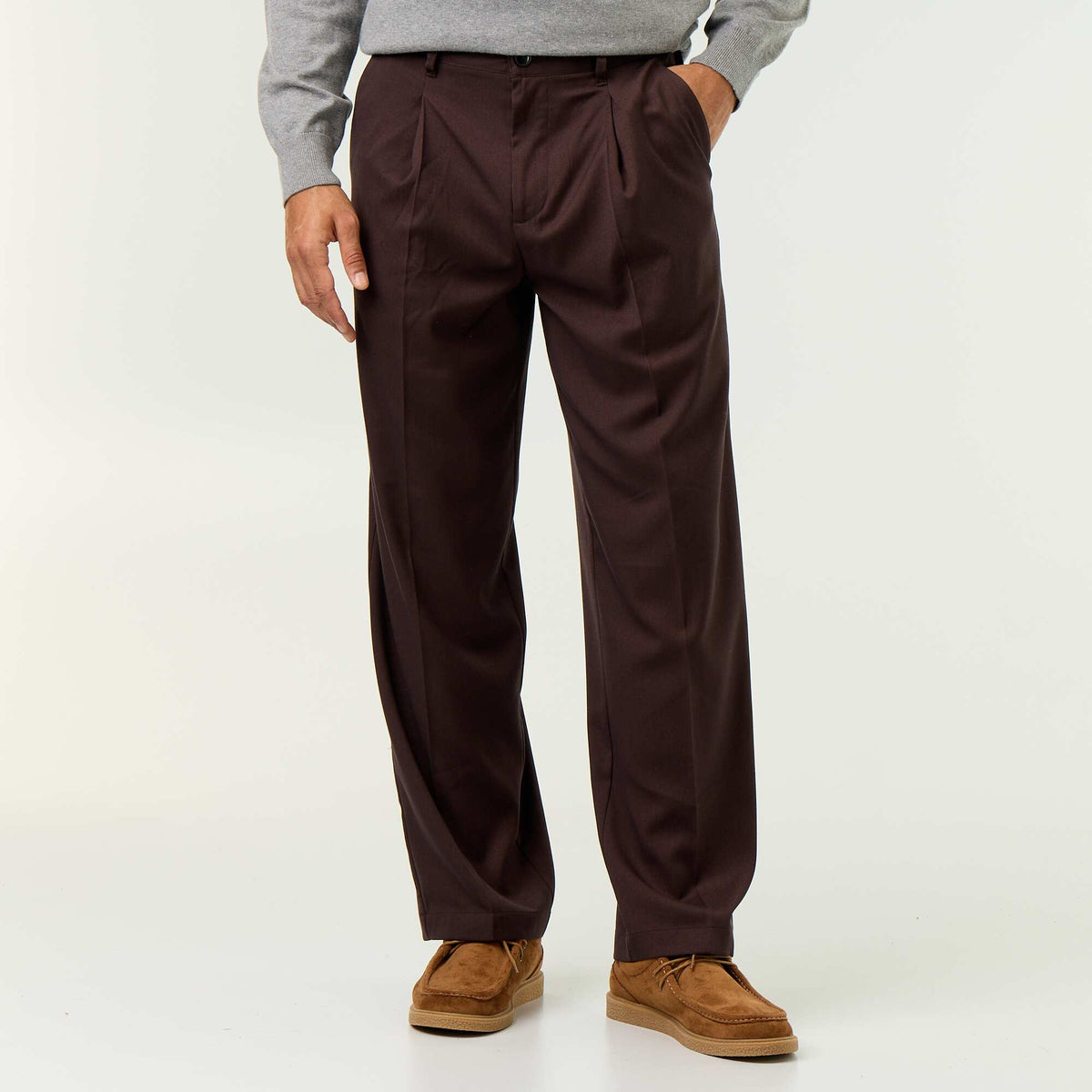 Solid wide-leg trousers BROWN
