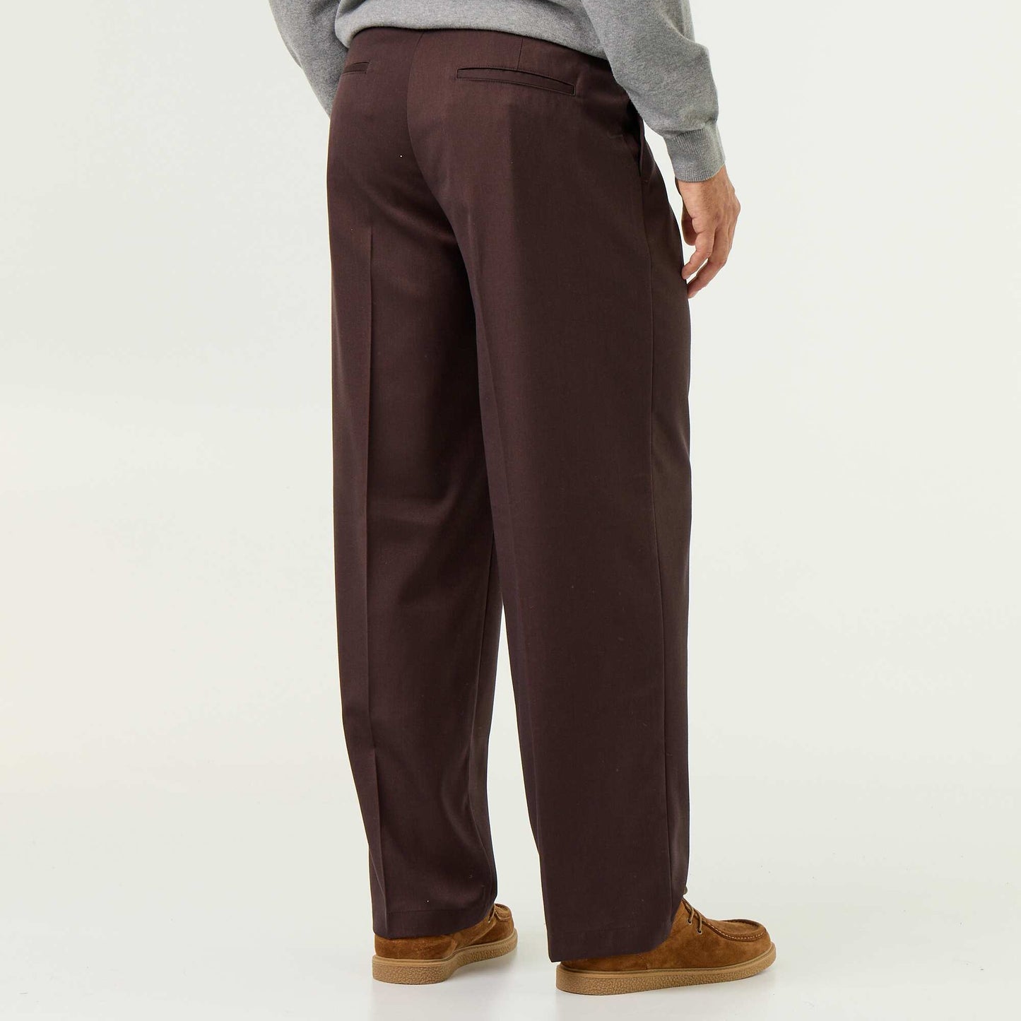 Solid wide-leg trousers BROWN