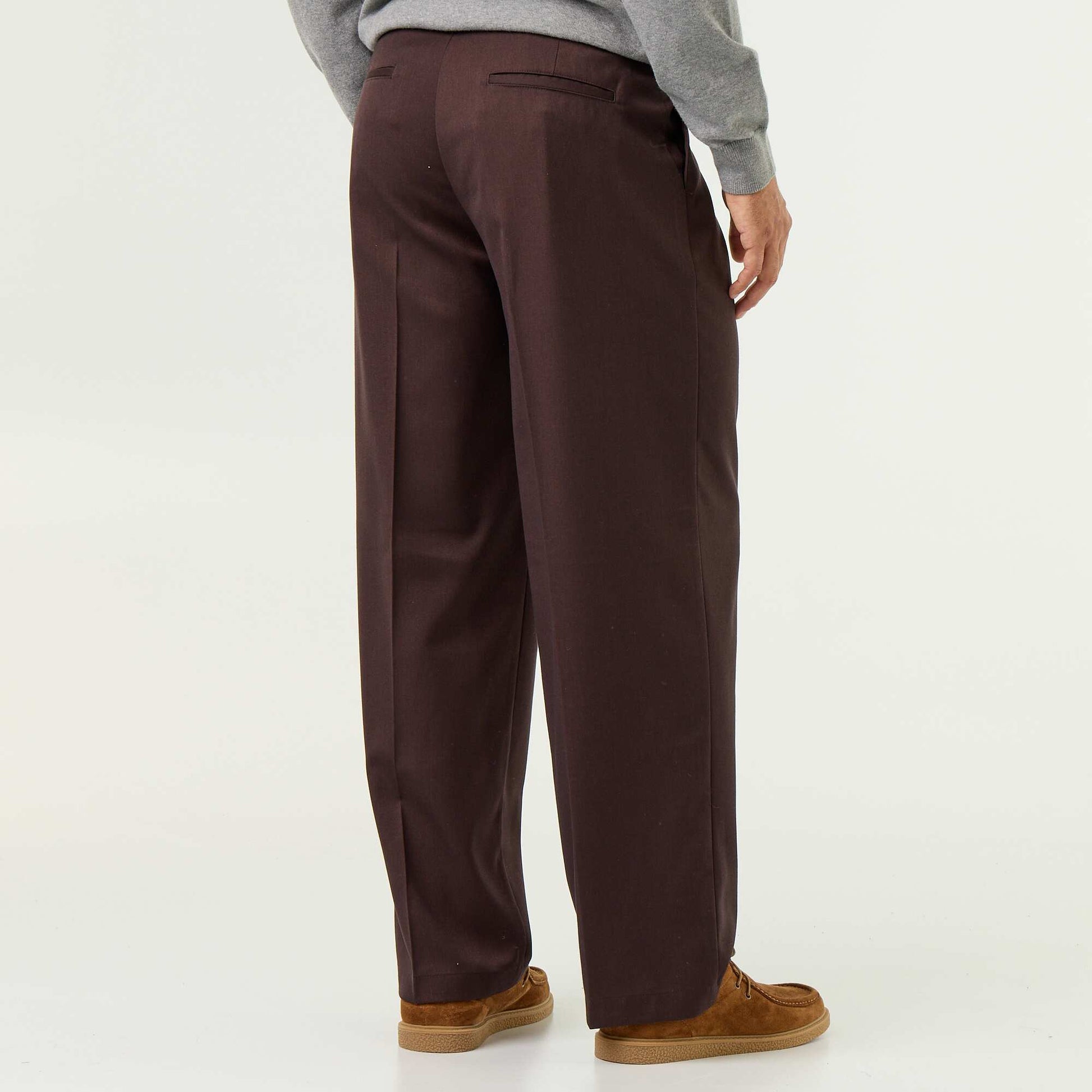 Solid wide-leg trousers BROWN