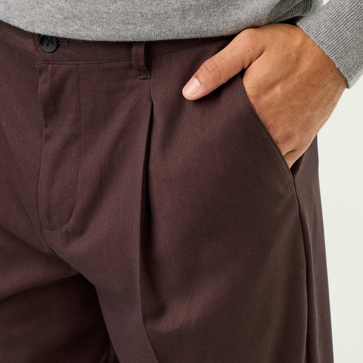 Solid wide-leg trousers BROWN