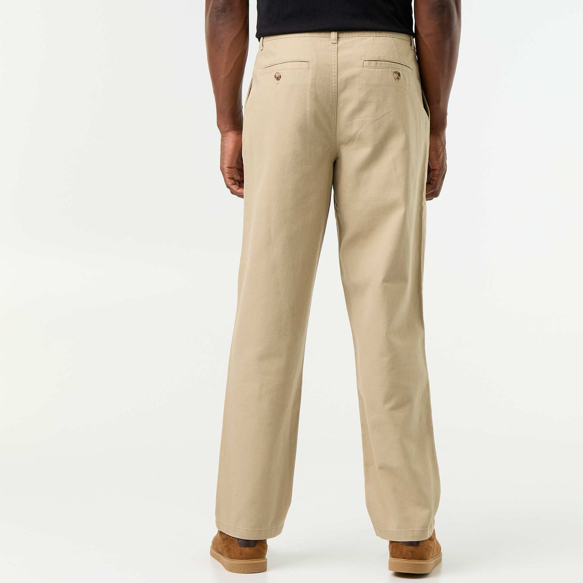 Plain Relaxed Wide-Leg Trousers BEIGE