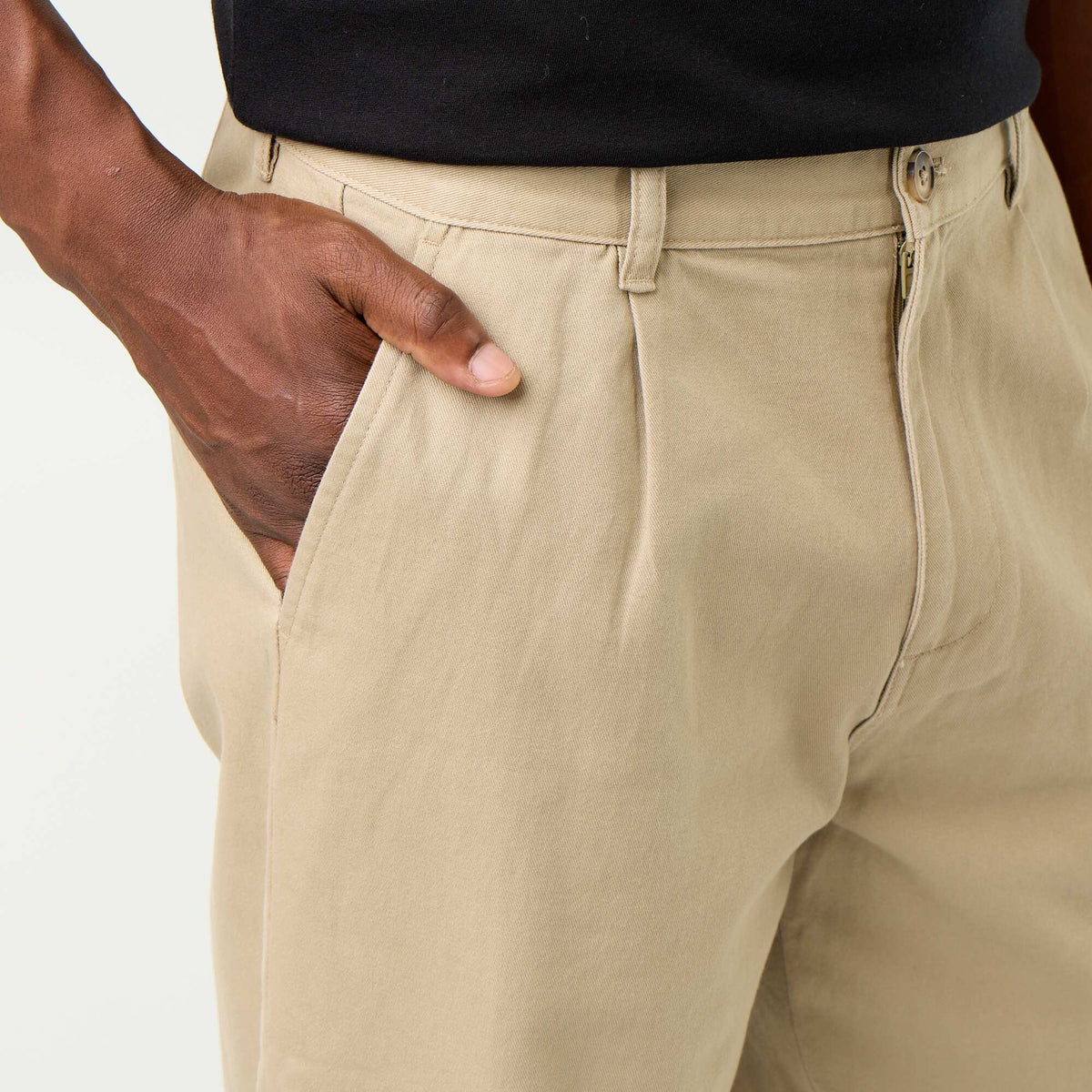 Plain Relaxed Wide-Leg Trousers BEIGE