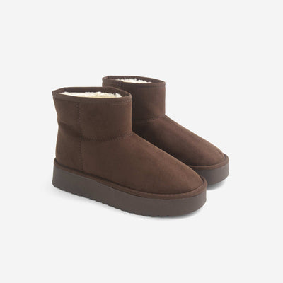 Lined wedge boots BROWN