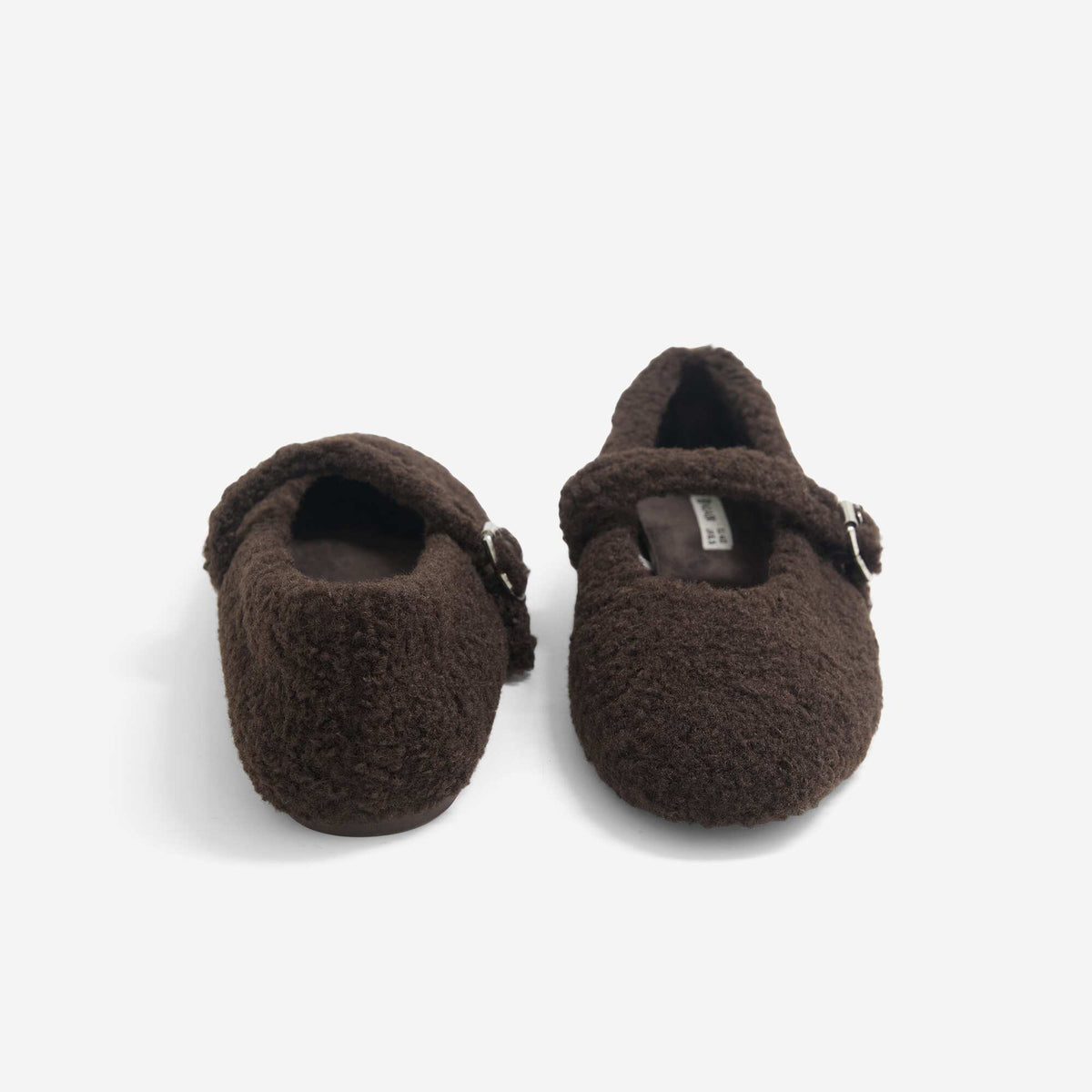 Flat ballerina slippers with a sheepskin effect BROWN