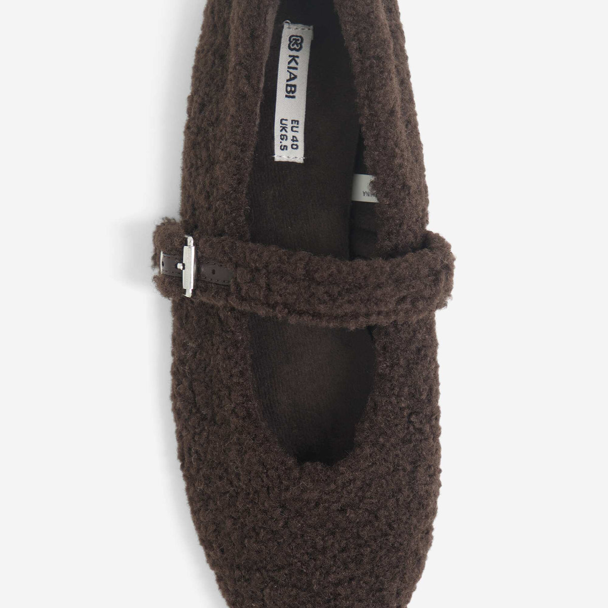 Flat ballerina slippers with a sheepskin effect BROWN