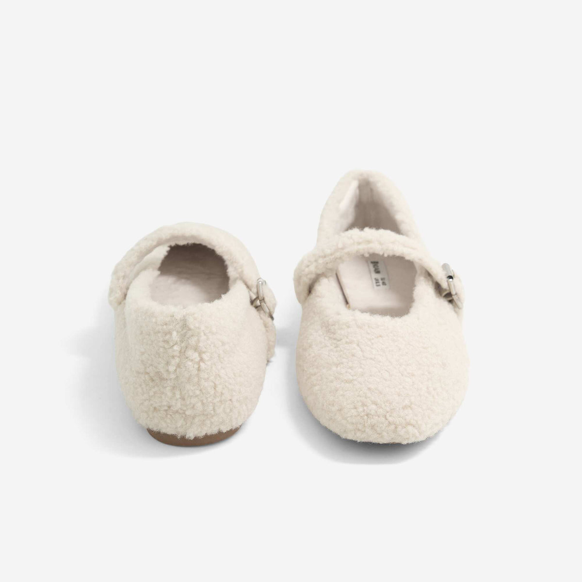 Flat ballerina slippers with a sheepskin effect BEIGE