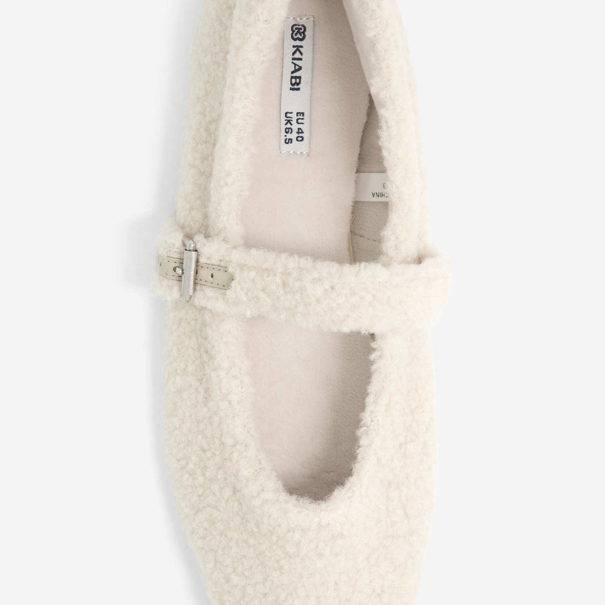 Flat ballerina slippers with a sheepskin effect BEIGE