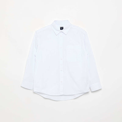 Long-sleeved cotton blouse WHITE